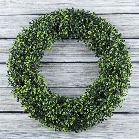 Pure Garden 19.5-Inch Boxwood Wreath - Round UV Resistant Artificial Spring - Picture 8 of 8